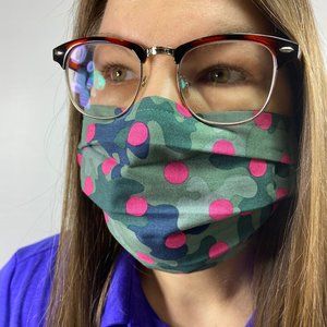 100% Organic Cotton Gauze Camo Dot Face Mask